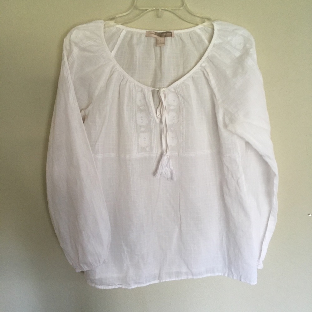 Embroidered white Peasant top